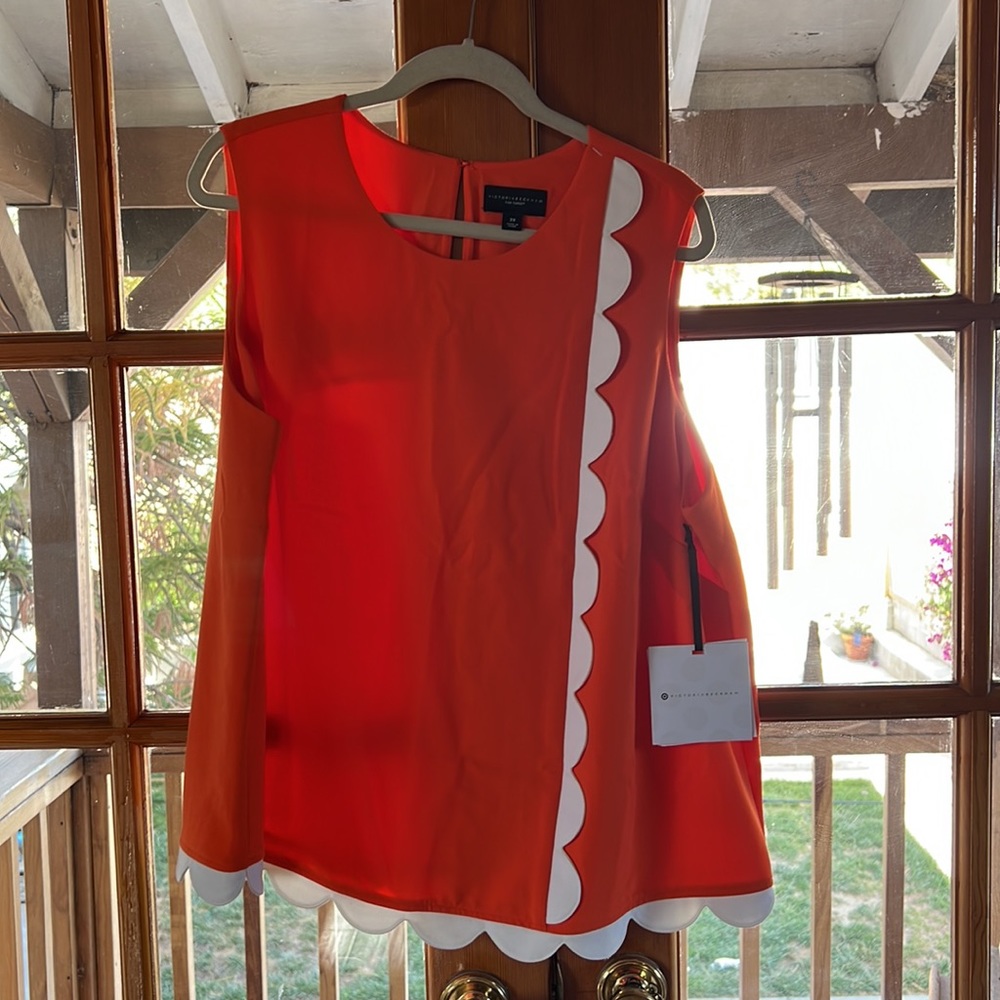 Victoria Beckham tulip top orange and white